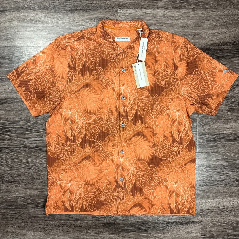 Tommy Bahama Button Up Men's XL $148 Orange IslandZone Luminescent ST326169BR
